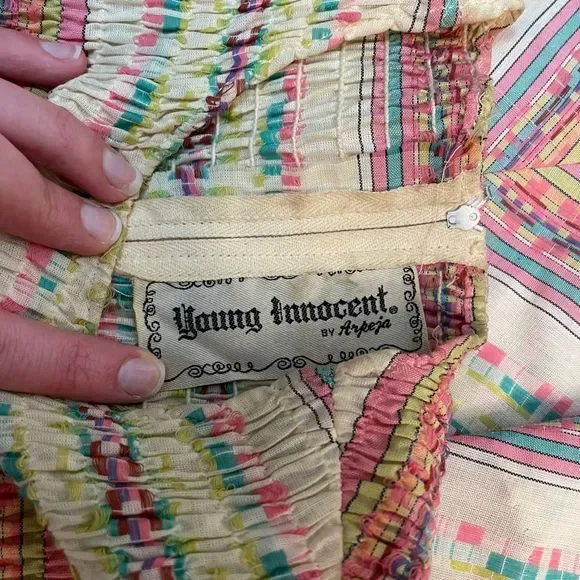 Vintage 70s Young Innocent by Arpeja Prairie Cottagecore Printed Maxi Dress Wome - Picture 7 of 7